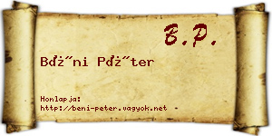 Béni Péter névjegykártya