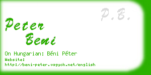 peter beni business card